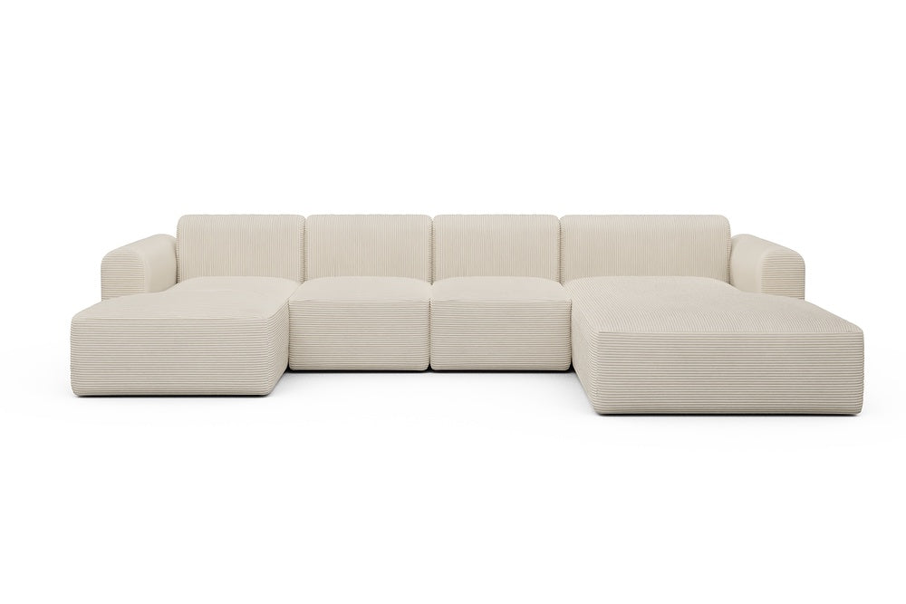 Rund Modular Sofa - Configurations 2 - U2L - 360 x 188 cm - Chaise + 2 Seater + Chaise - 594 Corduroy Ivory