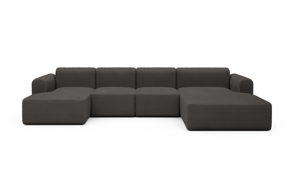 Rund Modular Sofa - Configurations 2 - U2L - 360 x 188 cm - Chaise + 2 Seater + Chaise - 597 Corduroy Charcoal