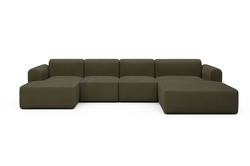 Rund Modular Sofa - Configurations 2 - U2L - 360 x 188 cm - Chaise + 2 Seater + Chaise - 599 Corduroy Olive
