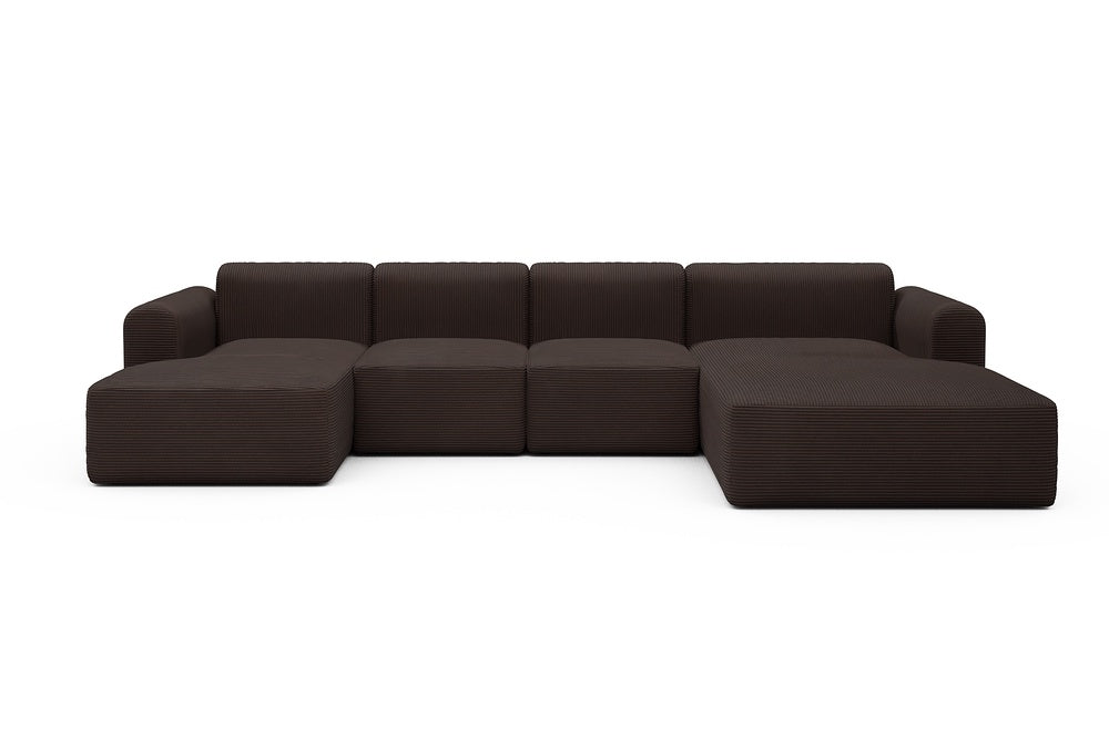 Rund Modular Sofa - Configurations 2 - U2L - 360 x 188 cm - Chaise + 2 Seater + Chaise - 600 Corduroy Cocoa