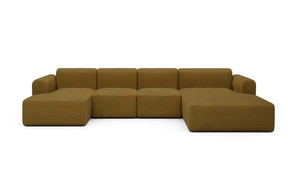 Rund Modular Sofa - Configurations 2 - U2L - 360 x 188 cm - Chaise + 2 Seater + Chaise - 601 Corduroy Ochre