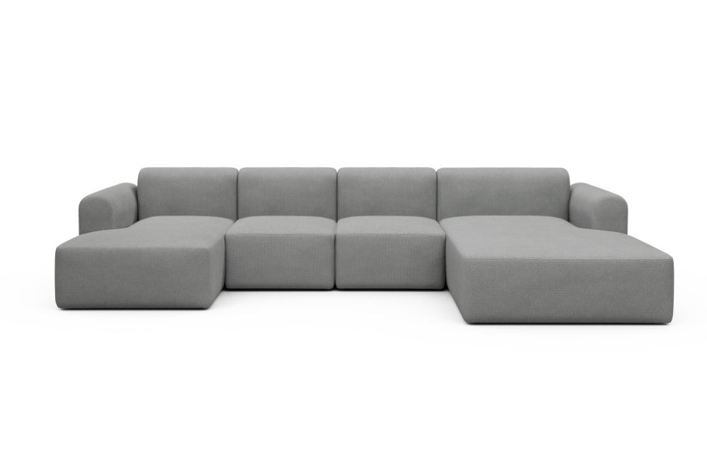Rund Modular Sofa - Configurations 2 - U2L - 360 x 188 cm - Chaise + 2 Seater + Chaise - 764 Cura Sand Grey