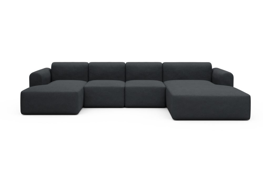 Rund Modular Sofa - Configurations 2 - U2L - 360 x 188 cm - Chaise + 2 Seater + Chaise - 766 Cura Anthracite