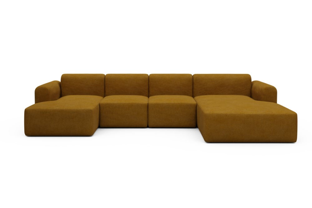 Rund Modular Sofa - Configurations 2 - U2L - 360 x 188 cm - Chaise + 2 Seater + Chaise - 767 Cura Apricot