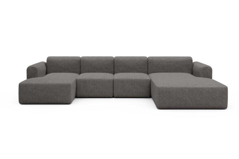 Rund Modular Sofa - Configurations 2 - U2L - 360 x 188 cm - Chaise + 2 Seater + Chaise - 772 Carreno Salt & Pepper