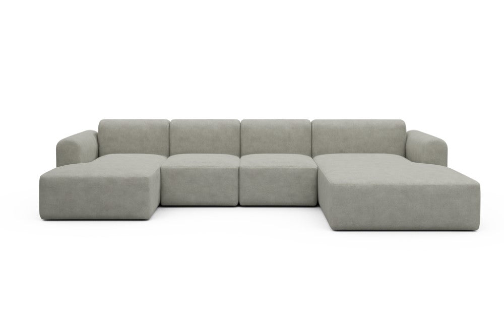 Rund Modular Sofa - Configurations 2 - U2L - 360 x 188 cm - Chaise + 2 Seater + Chaise - 773 Carreno Moon Stone White