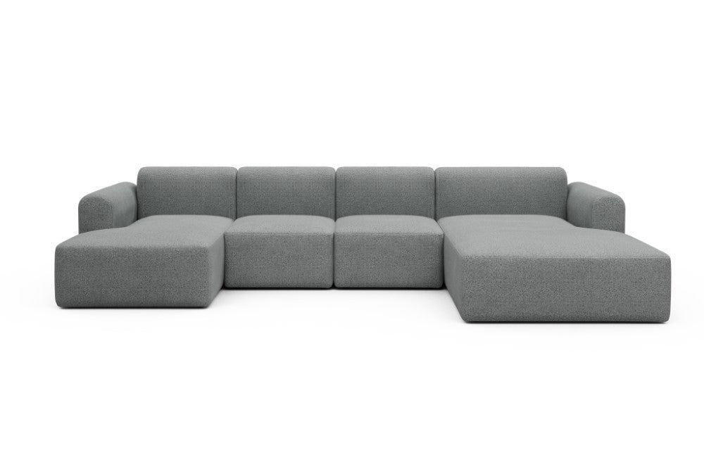 Rund Modular Sofa - Configurations 2 - U2L - 360 x 188 cm - Chaise + 2 Seater + Chaise - 819 Aivi Gravel Grey
