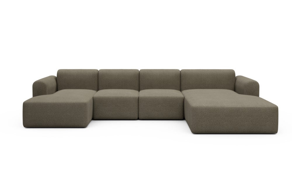 Rund Modular Sofa - Configurations 2 - U2L - 360 x 188 cm - Chaise + 2 Seater + Chaise - 850 Mahoga Caramel Grey