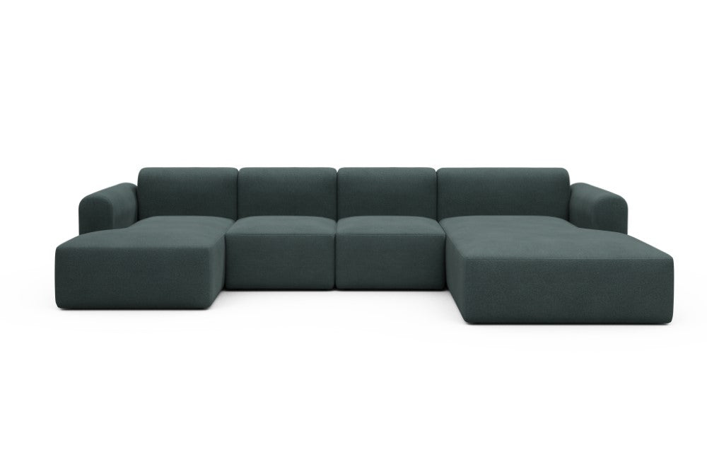 Rund Modular Sofa - Configurations 2 - U2L - 360 x 188 cm - Chaise + 2 Seater + Chaise - 851 Mahoga Dark Blue