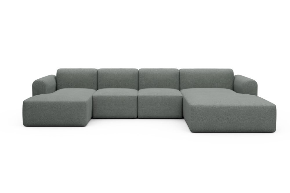 Rund Modular Sofa - Configurations 2 - U2L - 360 x 188 cm - Chaise + 2 Seater + Chaise - 853 Mahoga Dove Grey