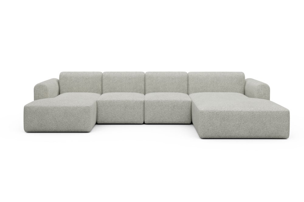 Rund Modular Sofa - Configurations 2 - U2L - 360 x 188 cm - Chaise + 2 Seater + Chaise - 867 Vanora Warm Sand