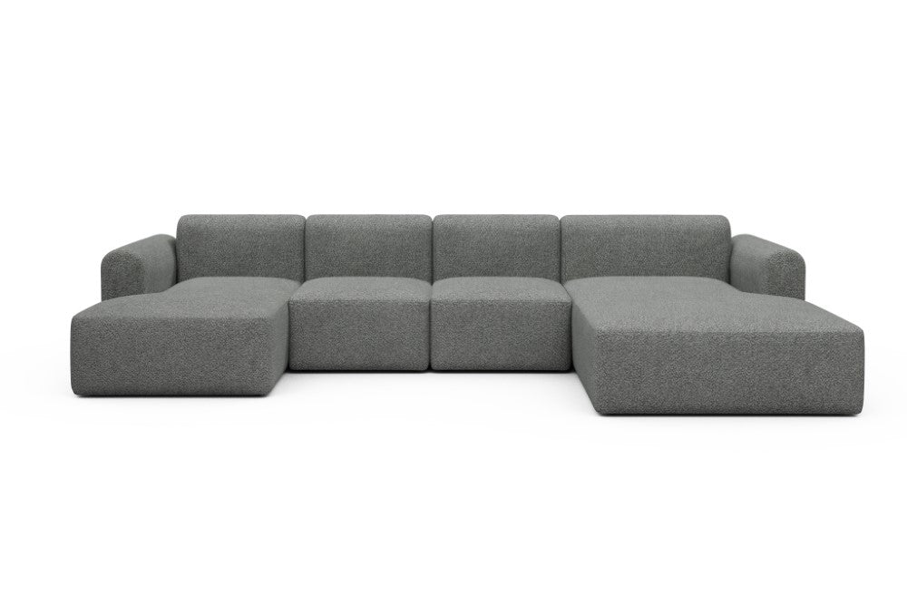 Rund Modular Sofa - Configurations 2 - U2L - 360 x 188 cm - Chaise + 2 Seater + Chaise - 868 Vanora Warm Grey