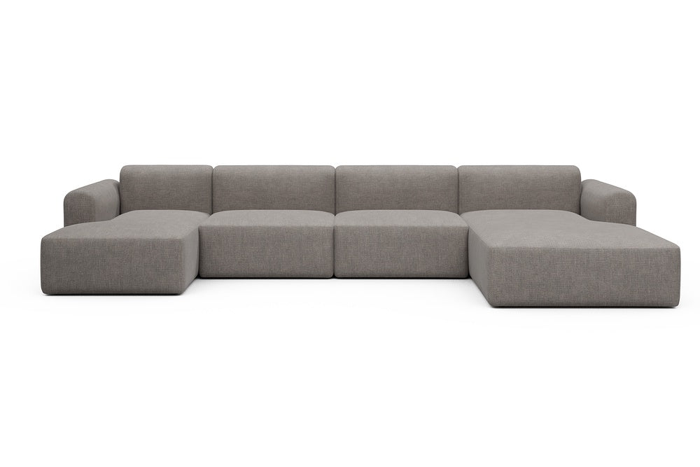 Rund Modular Sofa - Configurations 2 - U3L - 406 x 188 cm - Chaise + 2,5 Seater + Chaise - 418 Esina Truffle