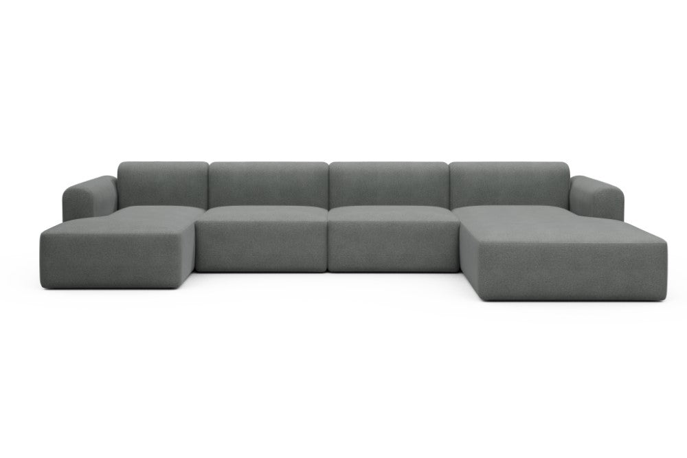 Rund Modular Sofa - Configurations 2 - U3L - 406 x 188 cm - Chaise + 2,5 Seater + Chaise - 440 Satya Steel Grey