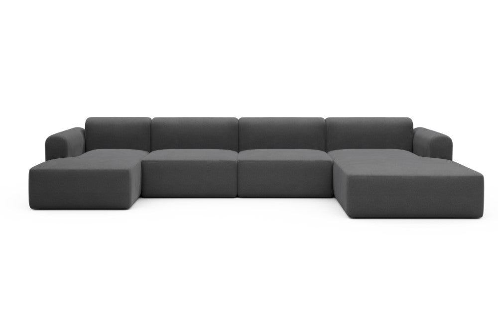 Rund Modular Sofa - Configurations 2 - U3L - 406 x 188 cm - Chaise + 2,5 Seater + Chaise - 441 Satya Warm Zinc