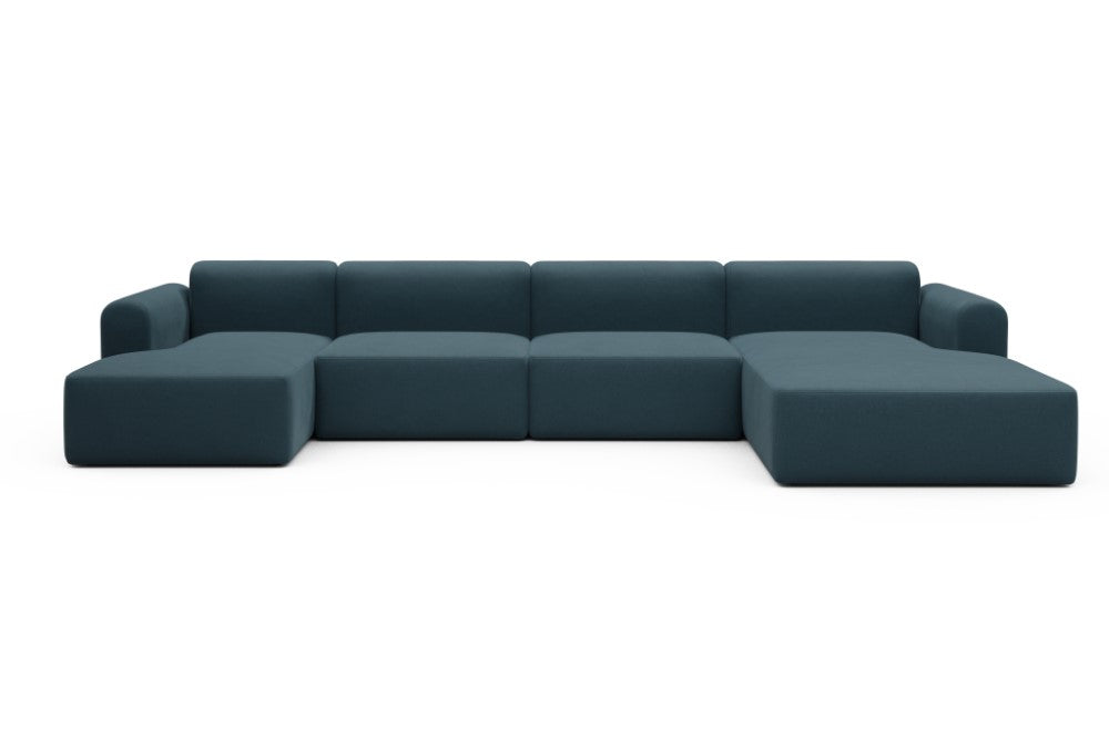 Rund Modular Sofa - Configurations 2 - U3L - 406 x 188 cm - Chaise + 2,5 Seater + Chaise - 443 Satya Deep Blue
