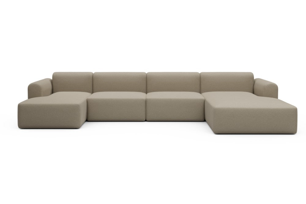 Rund Modular Sofa - Configurations 2 - U3L - 406 x 188 cm - Chaise + 2,5 Seater + Chaise - 445 Satya Natural Biege