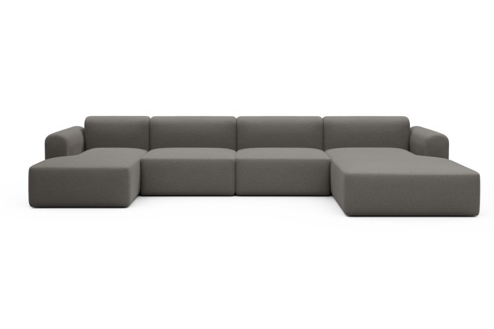 Rund Modular Sofa - Configurations 2 - U3L - 406 x 188 cm - Chaise + 2,5 Seater + Chaise - 446 Satya Taupe Brown