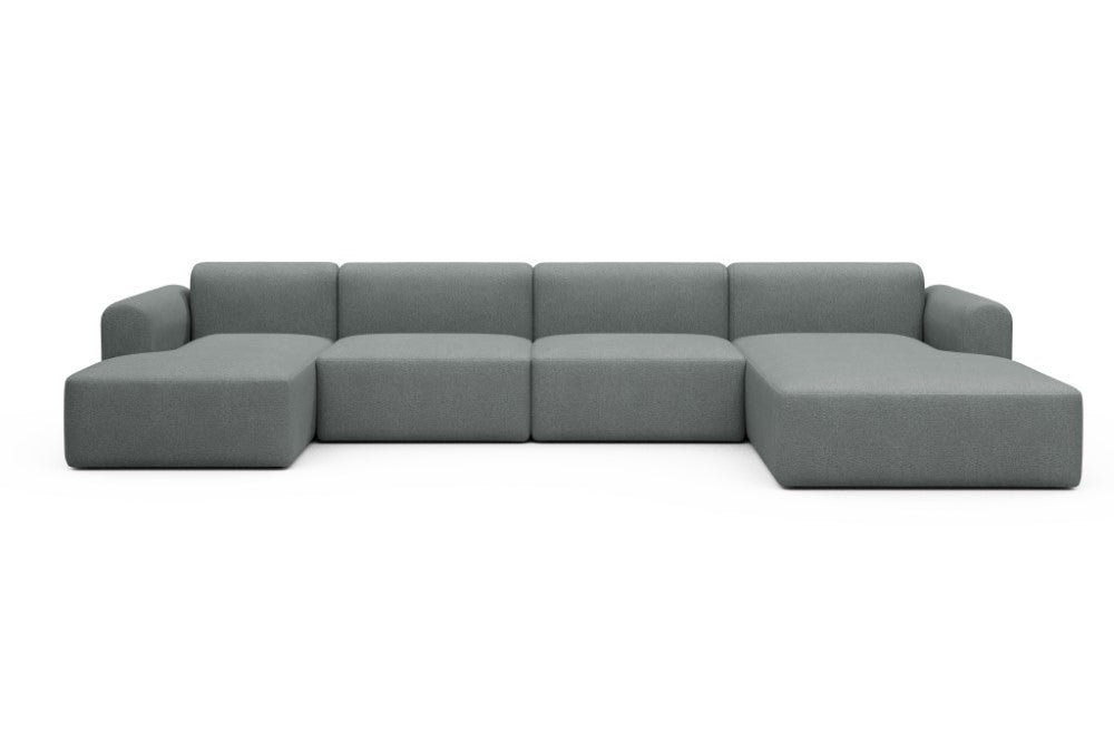 Rund Modular Sofa - Configurations 2 - U3L - 406 x 188 cm - Chaise + 2,5 Seater + Chaise - 485 Denari Soft Grey
