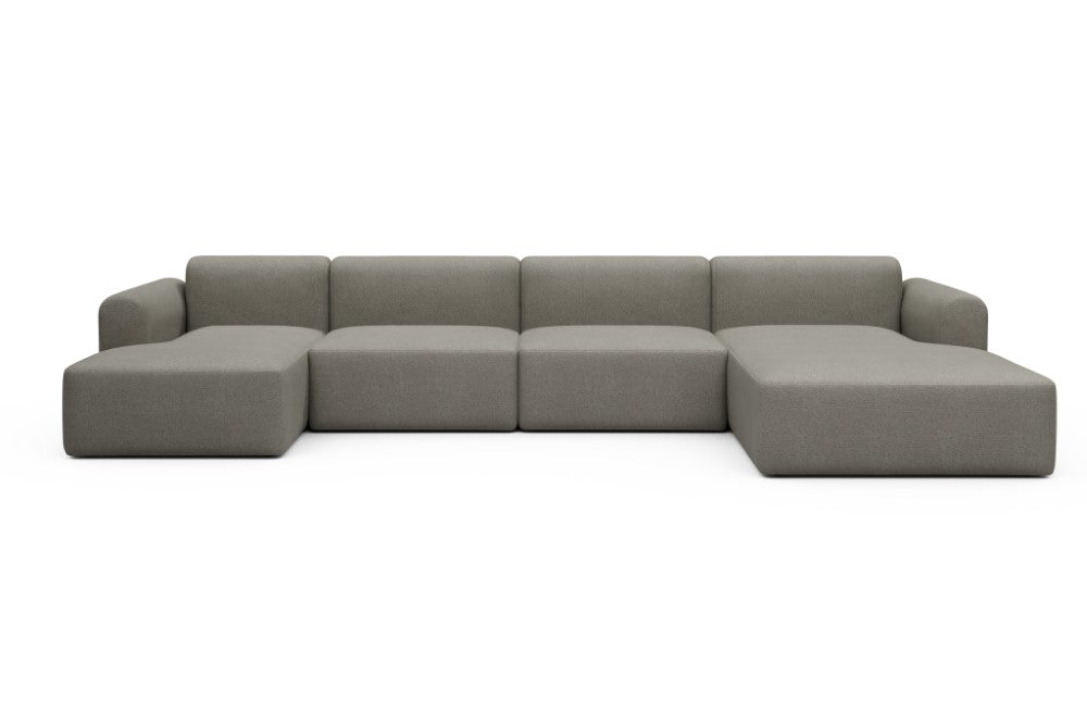 Rund Modular Sofa - Configurations 2 - U3L - 406 x 188 cm - Chaise + 2,5 Seater + Chaise - 486 Denari Warm Grey