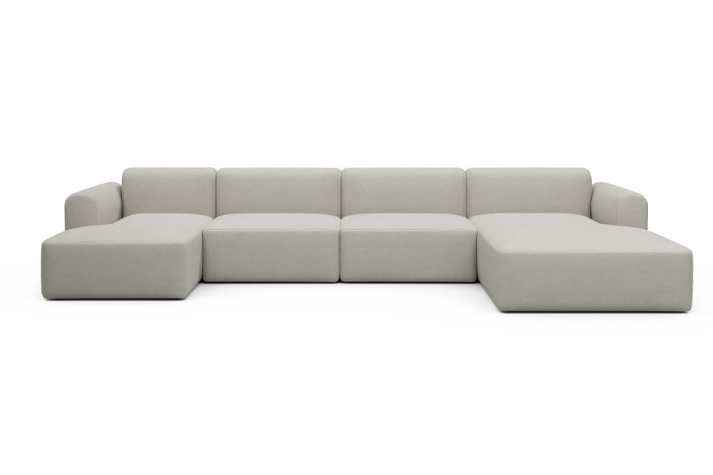 Rund Modular Sofa - Configurations 2 - U3L - 406 x 188 cm - Chaise + 2,5 Seater + Chaise - 487 Denari Clean Beige