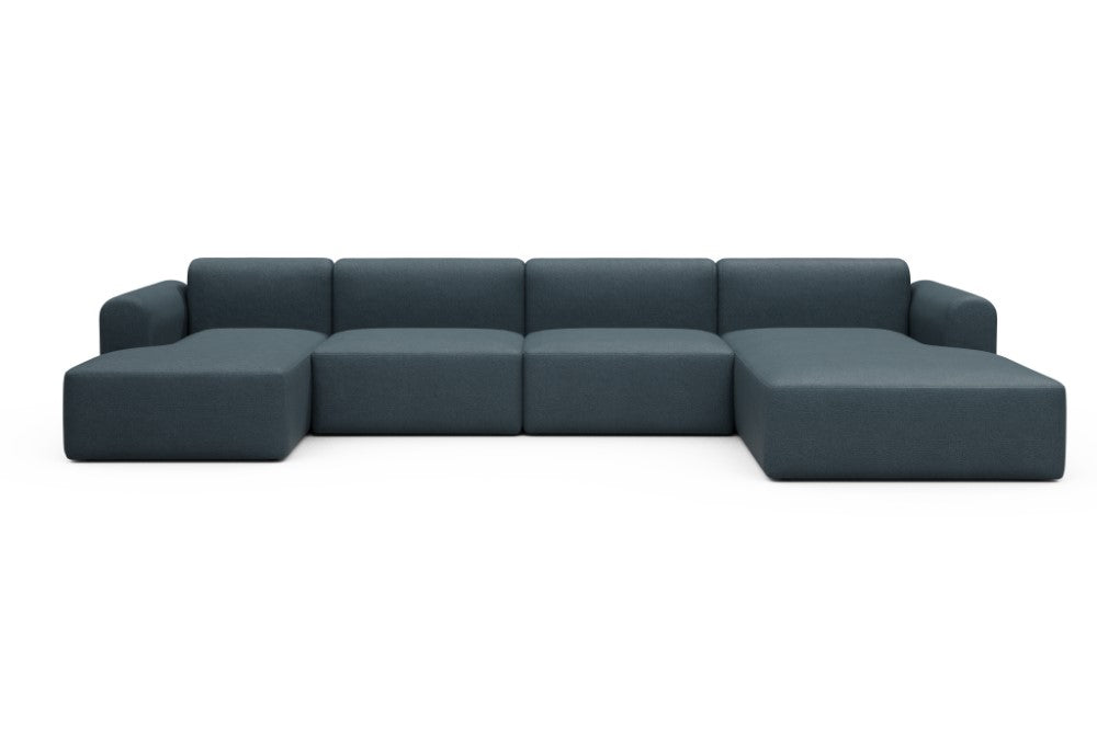 Rund Modular Sofa - Configurations 2 - U3L - 406 x 188 cm - Chaise + 2,5 Seater + Chaise - 489 Denari Royal Blue