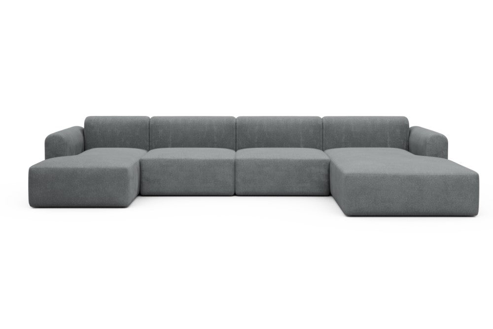 Rund Modular Sofa - Configurations 2 - U3L - 406 x 188 cm - Chaise + 2,5 Seater + Chaise - 495 Casone Gravel Grey