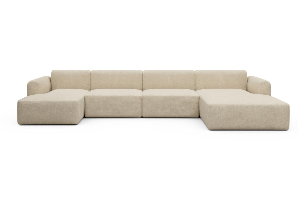 Rund Modular Sofa - Configurations 2 - U3L - 406 x 188 cm - Chaise + 2,5 Seater + Chaise - 496 Casone Natural Beigie