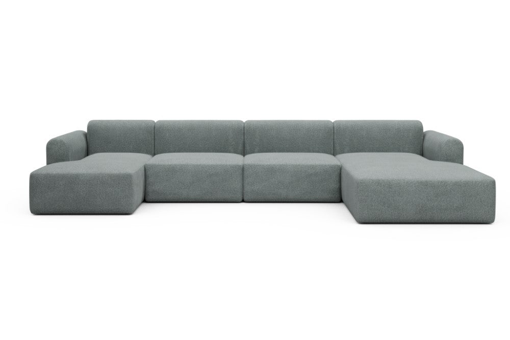 Rund Modular Sofa - Configurations 2 - U3L - 406 x 188 cm - Chaise + 2,5 Seater + Chaise - 499 Casone Light mixed Green