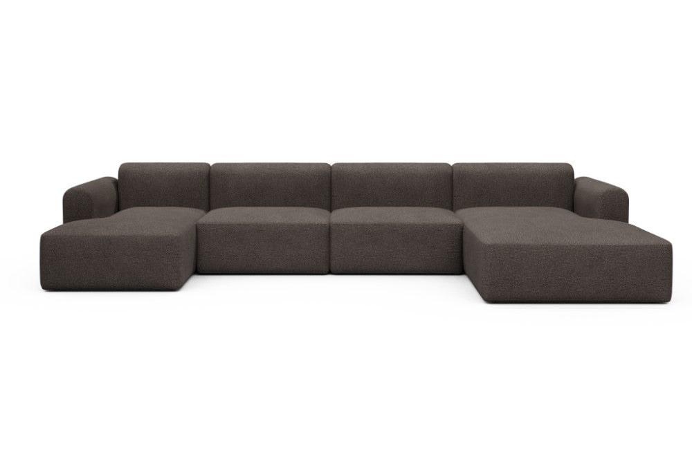 Rund Modular Sofa - Configurations 2 - U3L - 406 x 188 cm - Chaise + 2,5 Seater + Chaise - 530 Bouclé Taupe