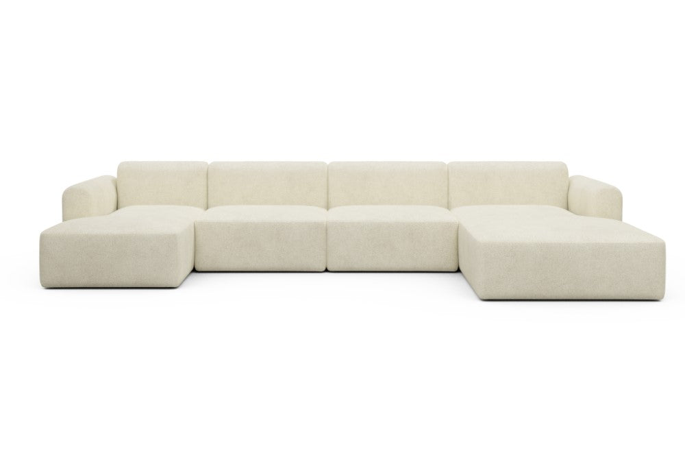 Rund Modular Sofa - Configurations 2 - U3L - 406 x 188 cm - Chaise + 2,5 Seater + Chaise - 531 Bouclé Off White