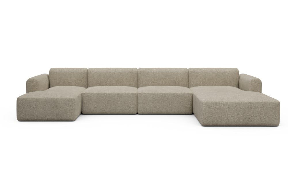 Rund Modular Sofa - Configurations 2 - U3L - 406 x 188 cm - Chaise + 2,5 Seater + Chaise - 539 Bouclé Beige