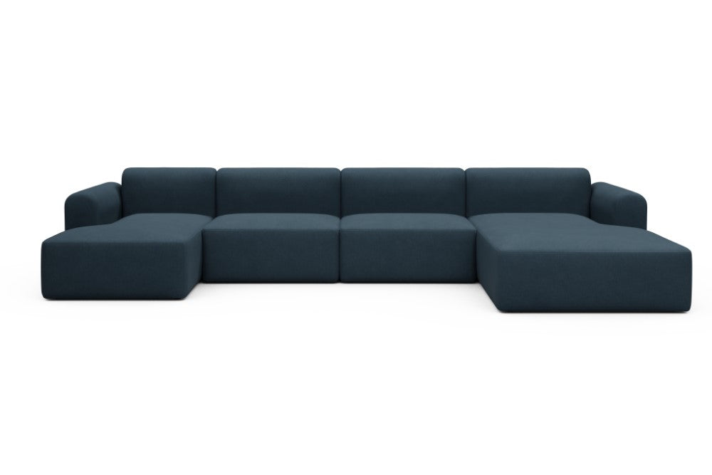Rund Modular Sofa - Configurations 2 - U3L - 406 x 188 cm - Chaise + 2,5 Seater + Chaise - 580 Argus Navy Blue