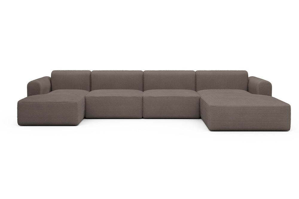 Rund Modular Sofa - Configurations 2 - U3L - 406 x 188 cm - Chaise + 2,5 Seater + Chaise - 596 Corduroy Mocha