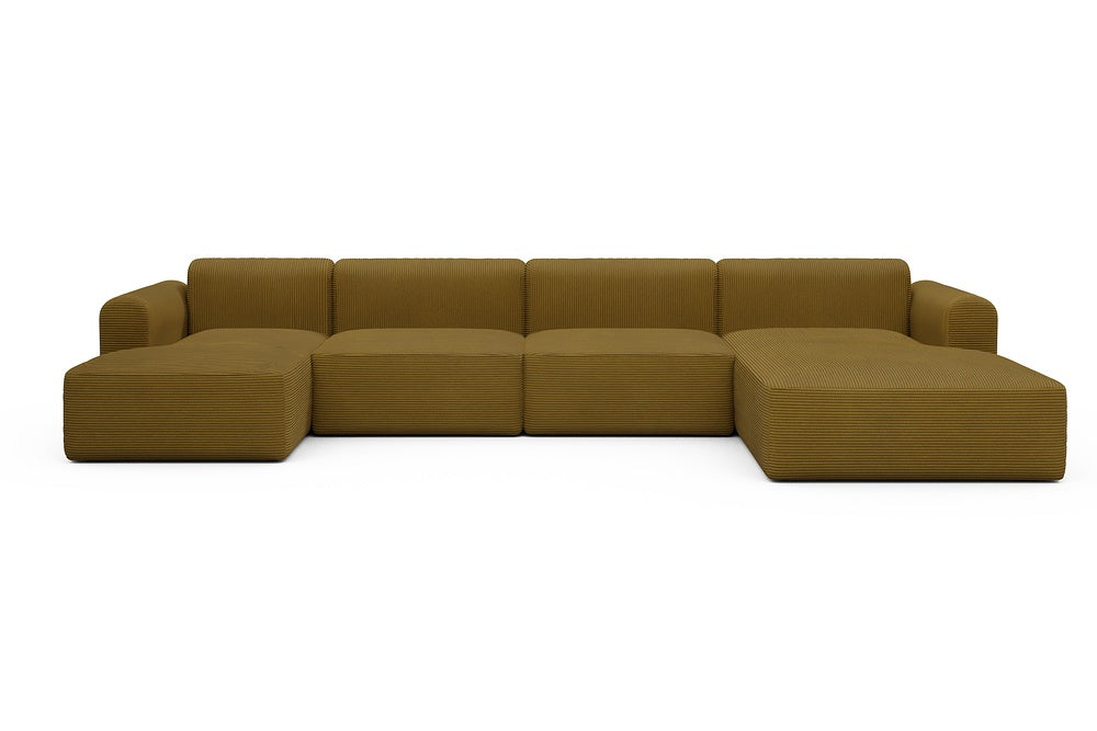 Rund Modular Sofa - Configurations 2 - U3L - 406 x 188 cm - Chaise + 2,5 Seater + Chaise - 601 Corduroy Ochre