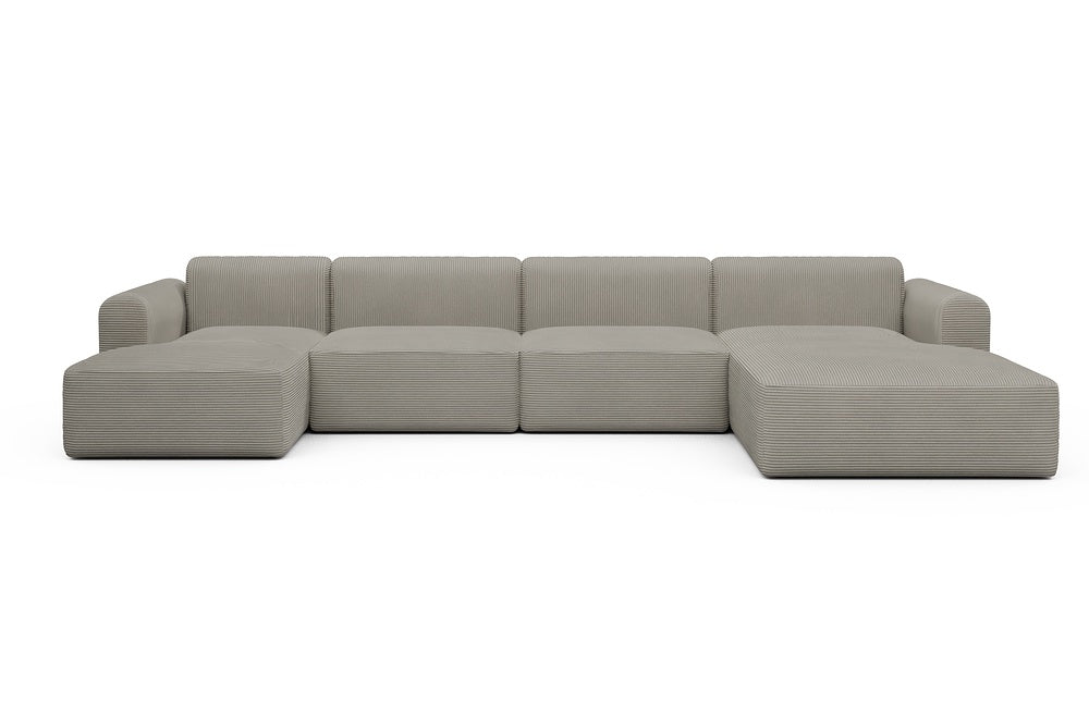 Rund Modular Sofa - Configurations 2 - U3L - 406 x 188 cm - Chaise + 2,5 Seater + Chaise - 603 Corduroy Beige