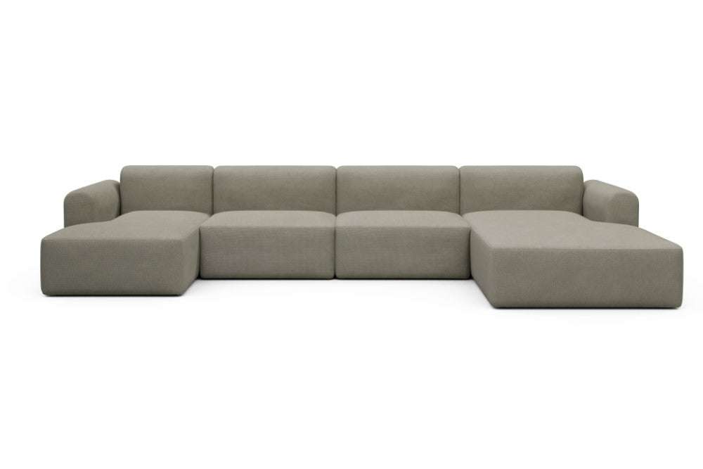 Rund Modular Sofa - Configurations 2 - U3L - 406 x 188 cm - Chaise + 2,5 Seater + Chaise - 765 Cura Oat