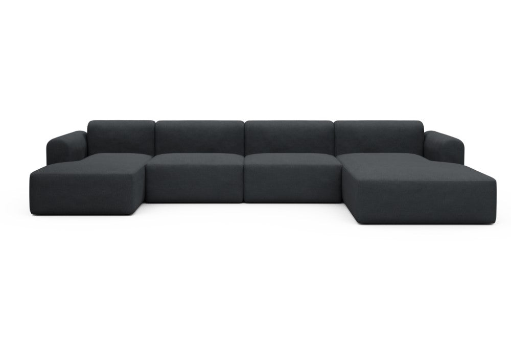 Rund Modular Sofa - Configurations 2 - U3L - 406 x 188 cm - Chaise + 2,5 Seater + Chaise - 766 Cura Anthracite