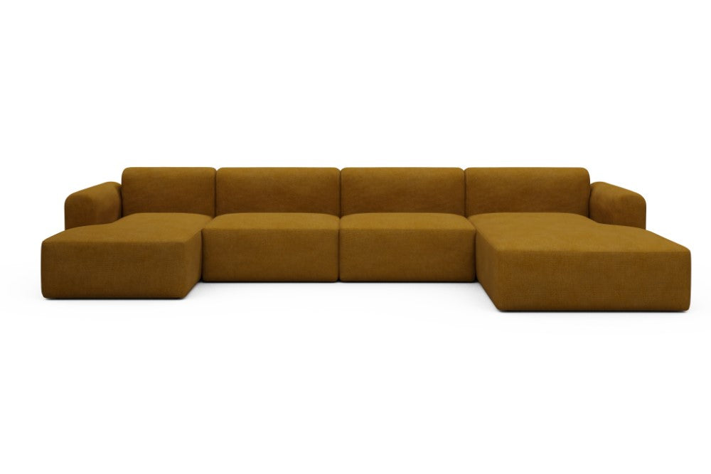 Rund Modular Sofa - Configurations 2 - U3L - 406 x 188 cm - Chaise + 2,5 Seater + Chaise - 767 Cura Apricot