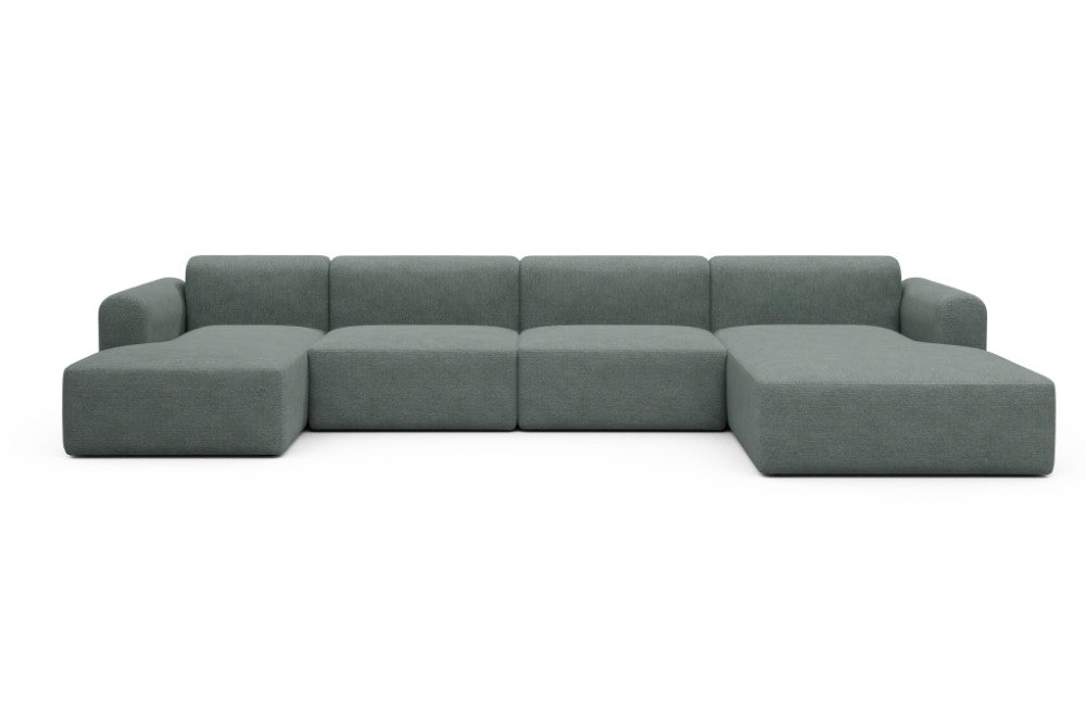 Rund Modular Sofa - Configurations 2 - U3L - 406 x 188 cm - Chaise + 2,5 Seater + Chaise - 770 Carreno Cielo Blue