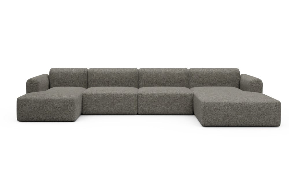 Rund Modular Sofa - Configurations 2 - U3L - 406 x 188 cm - Chaise + 2,5 Seater + Chaise - 771 Carreno Sepia Brown