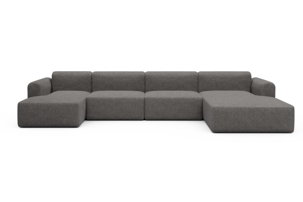 Rund Modular Sofa - Configurations 2 - U3L - 406 x 188 cm - Chaise + 2,5 Seater + Chaise - 772 Carreno Salt & Pepper