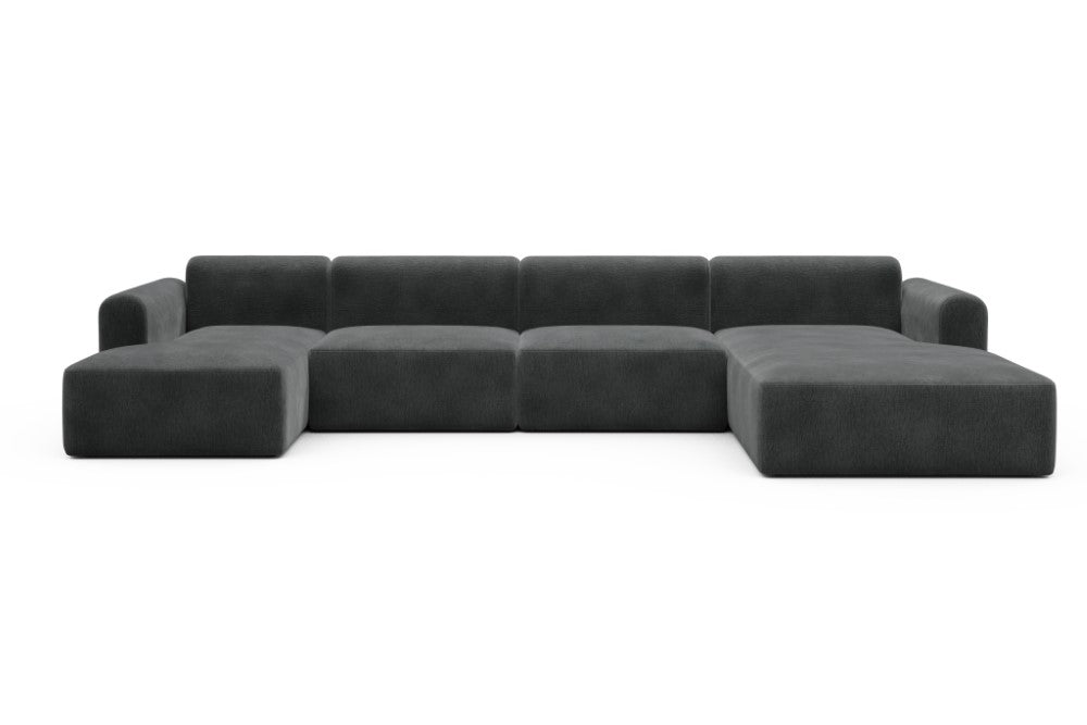 Rund Modular Sofa - Configurations 2 - U3L - 406 x 188 cm - Chaise + 2,5 Seater + Chaise - 811 Smooth Deep Warm Grey