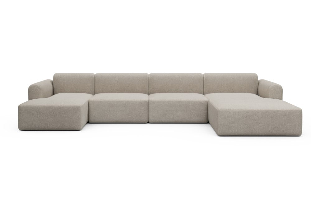 Rund Modular Sofa - Configurations 2 - U3L - 406 x 188 cm - Chaise + 2,5 Seater + Chaise - 816 Aivi Lace Beige