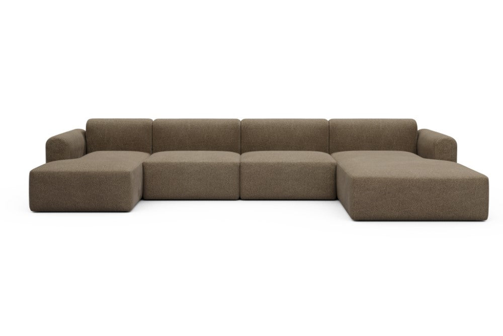 Rund Modular Sofa - Configurations 2 - U3L - 406 x 188 cm - Chaise + 2,5 Seater + Chaise - 817 Aivi Khaki Brown