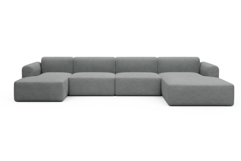 Rund Modular Sofa - Configurations 2 - U3L - 406 x 188 cm - Chaise + 2,5 Seater + Chaise - 819 Aivi Gravel Grey