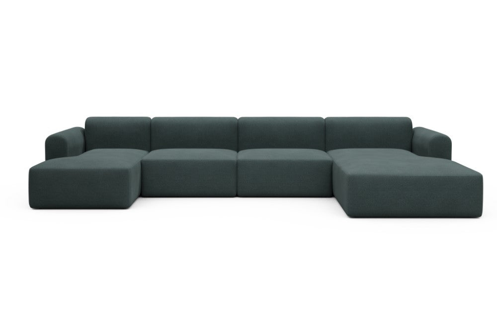 Rund Modular Sofa - Configurations 2 - U3L - 406 x 188 cm - Chaise + 2,5 Seater + Chaise - 851 Mahoga Dark Blue