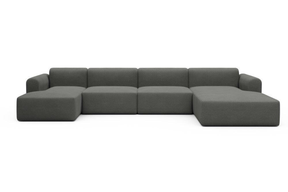 Rund Modular Sofa - Configurations 2 - U3L - 406 x 188 cm - Chaise + 2,5 Seater + Chaise - 852 Mahoga Seal Grey