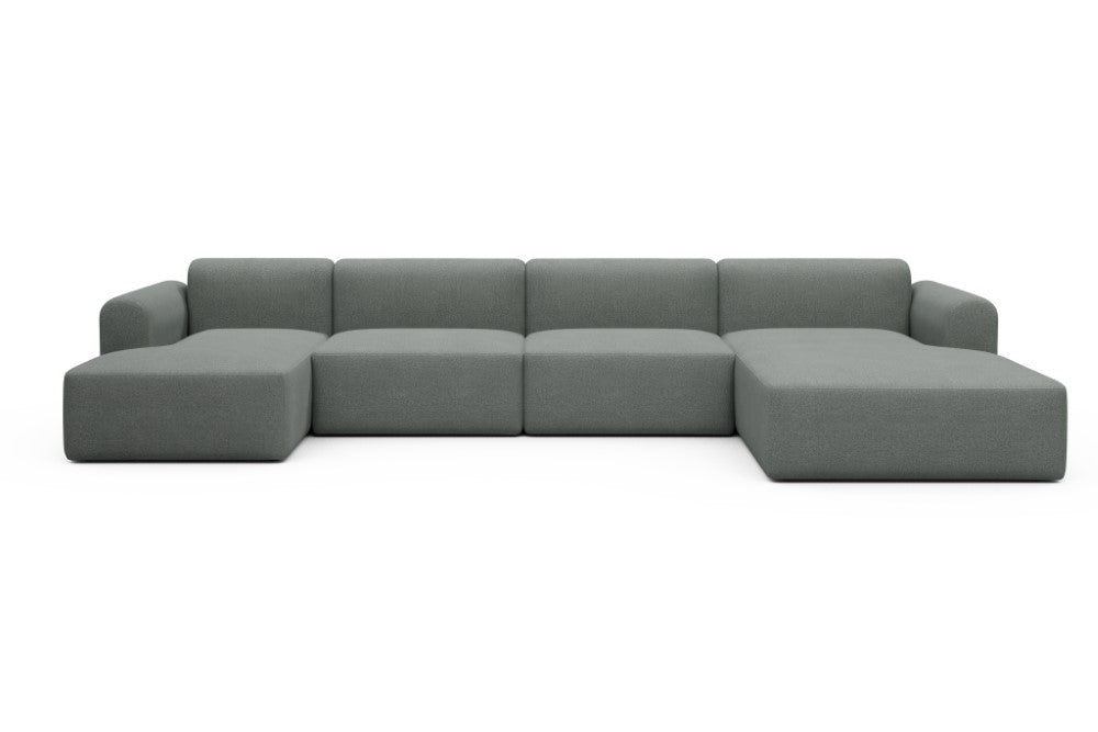 Rund Modular Sofa - Configurations 2 - U3L - 406 x 188 cm - Chaise + 2,5 Seater + Chaise - 853 Mahoga Dove Grey
