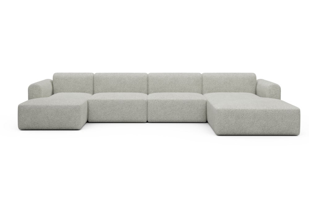 Rund Modular Sofa - Configurations 2 - U3L - 406 x 188 cm - Chaise + 2,5 Seater + Chaise - 867 Vanora Warm Sand